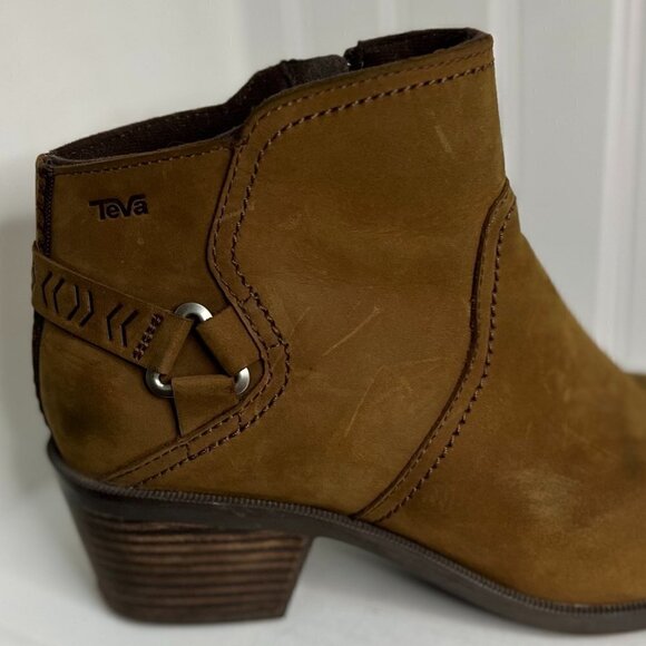 Teva Women's Foxy Waterproof Ankle Boot Brown Leather Size 9 - Picture 2 of 9